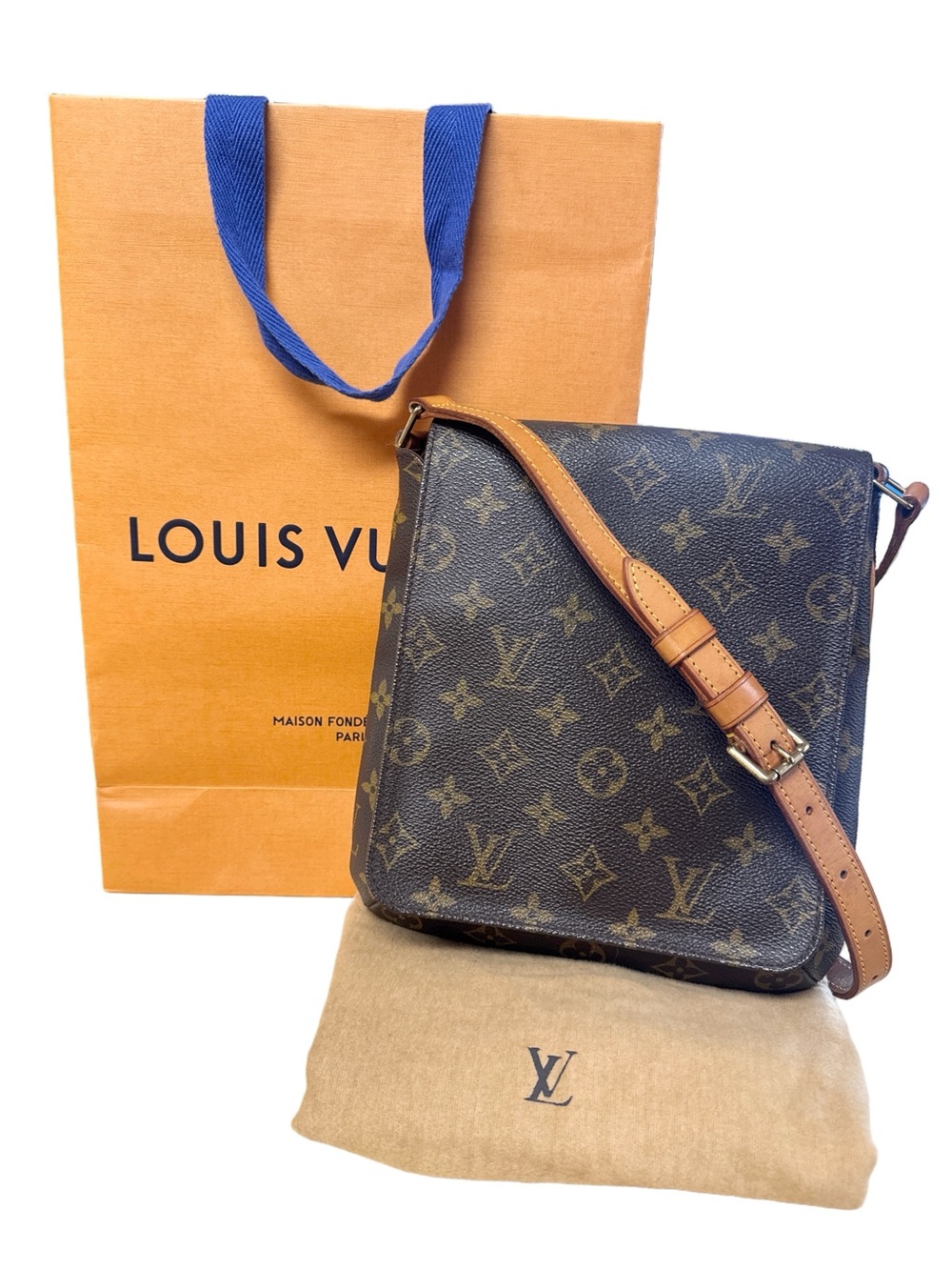 Louis Vuitton Musette Salsa PM Monogram Shoulder Bag with LV Shopping Paper Bag